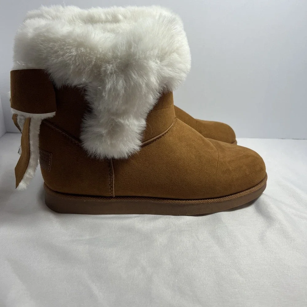 Juicy Couture King Brown Cognac Faux Fur Winter Boots Size 7.5